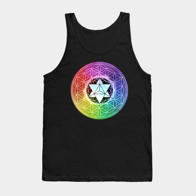 Colorful Sacred Geometry Merkaba Tank Top by Bluepress